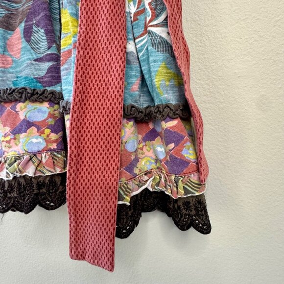 MATILDA JANE Wrap Dress Girls 2T 2 Aqua Floral & Plaid With Red Bow Accent - Picture 6 of 8